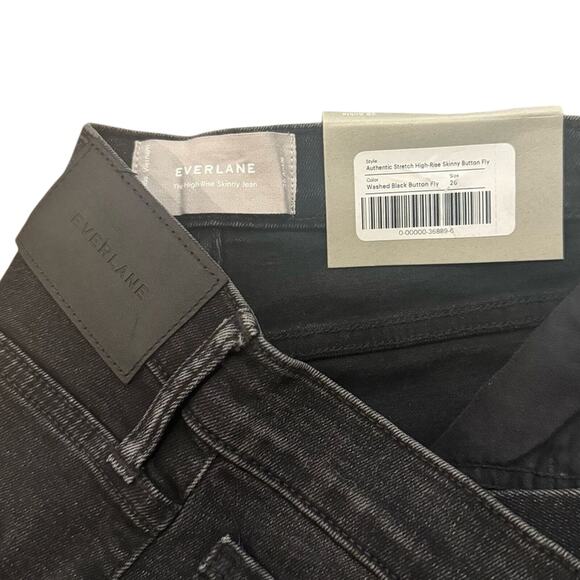NWT Everlane HighRise Skinny Black Button Fly Ankle Jeans Women's 26 - Picture 3 of 5